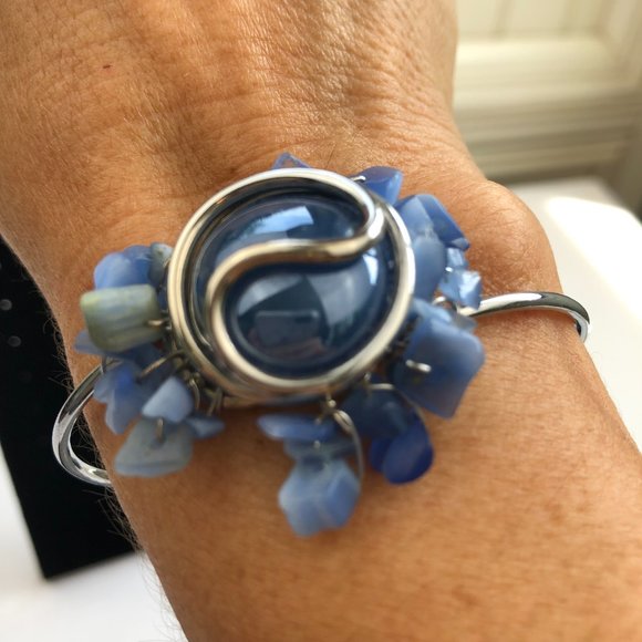 Hawaiian Jewelry Design 3-piece Bracelet Cluster Ring Earring Set Beachy Bling - Picture 12 of 15